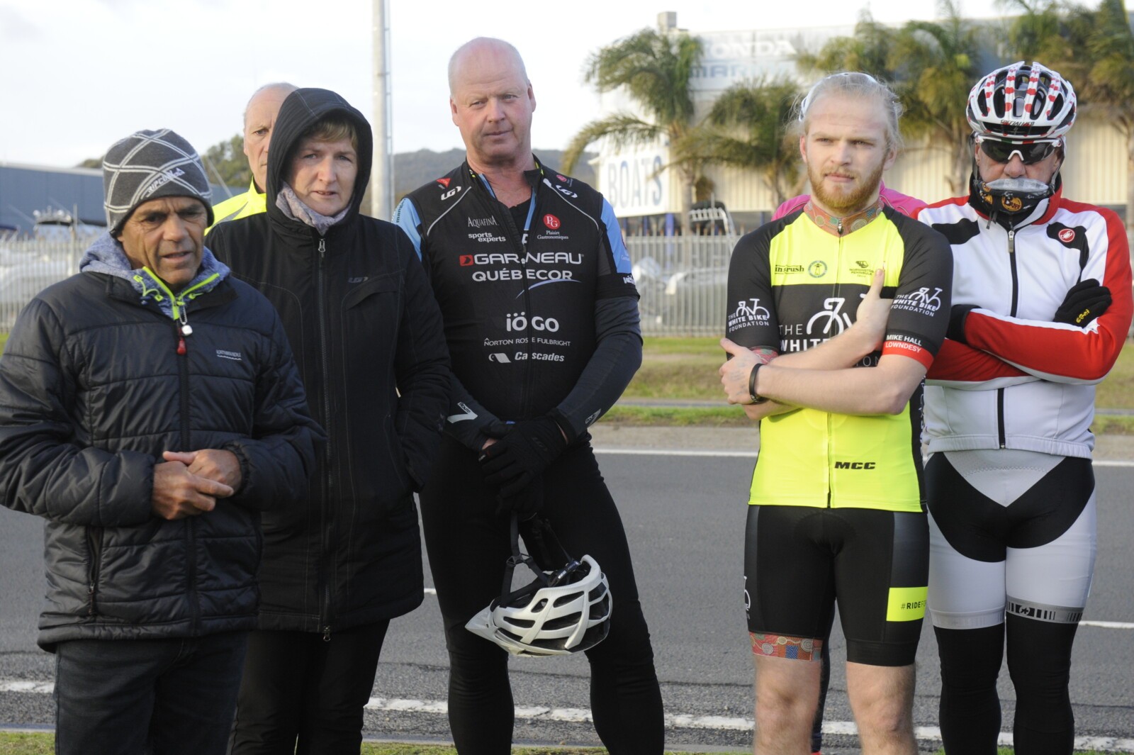 Mourners including Les Hawkins and Trudi and Graeme Lowndes gathered at the tribute on Saturday. Image: Supplied.