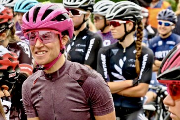 Helen Young at the summit of Col du Galibier in France. Photo: Helen Young