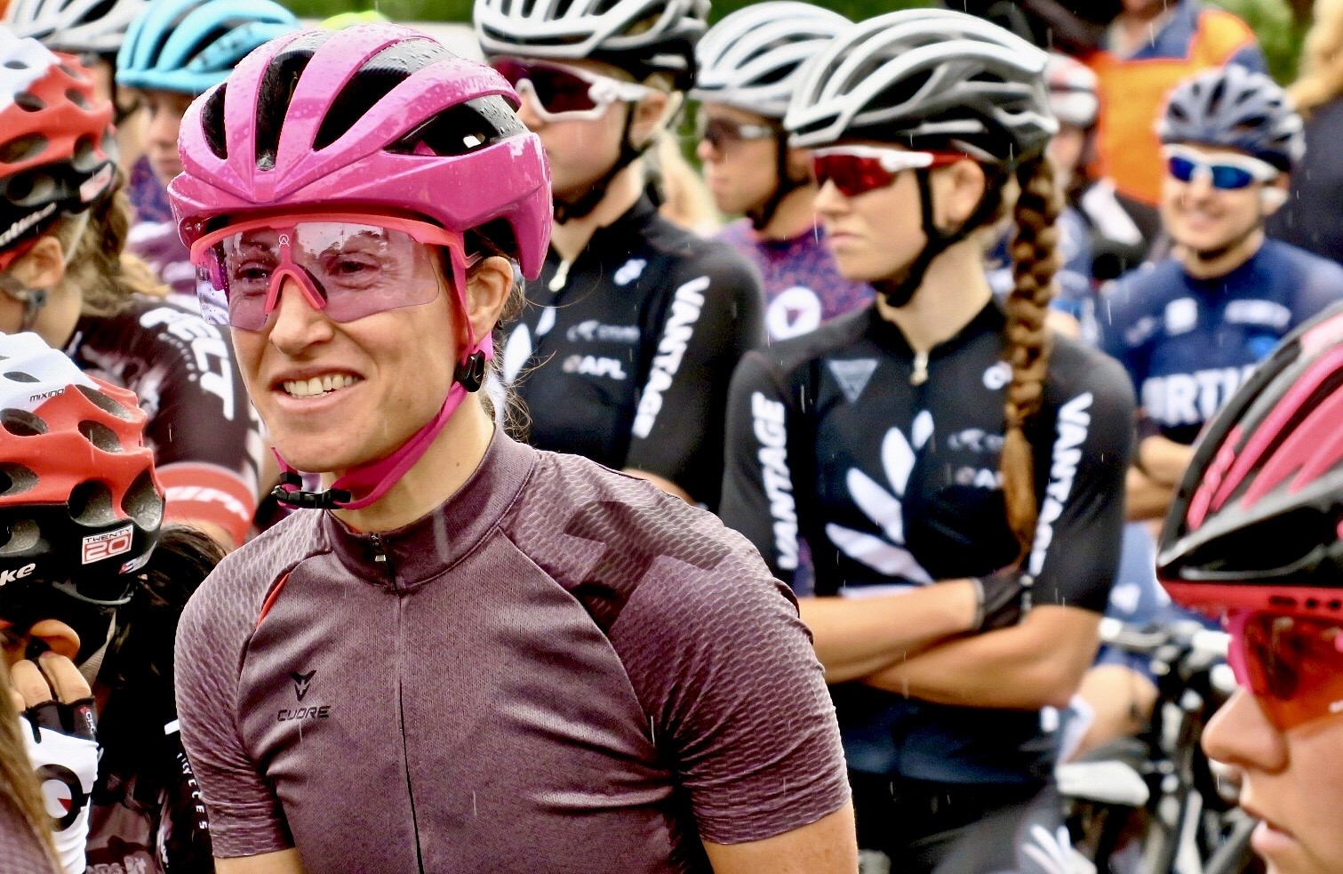Helen Young at the summit of Col du Galibier in France. Photo: Helen Young