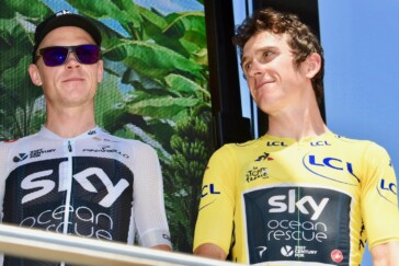 Riders had to rinse pepper spray from their eyes. Image Bob McPartland / Eurosport.