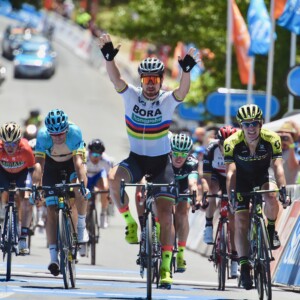 Cavendish winning stage 7 of the Tour de France this year. Also featured in this image is Peter Sagan and Andre Greipel. Photo by Sirotti.