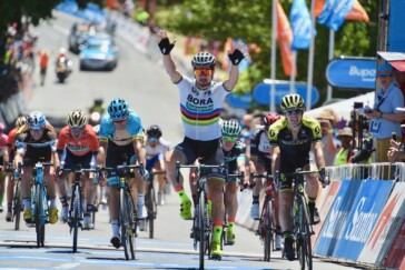 Cavendish winning stage 7 of the Tour de France this year. Also featured in this image is Peter Sagan and Andre Greipel. Photo by Sirotti.