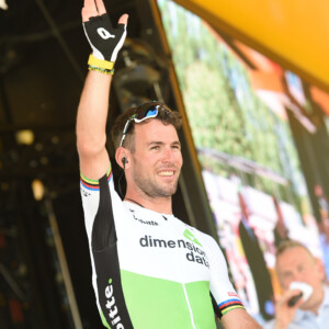 Cavendish winning stage 7 of the Tour de France this year. Also featured in this image is Peter Sagan and Andre Greipel. Photo by Sirotti.