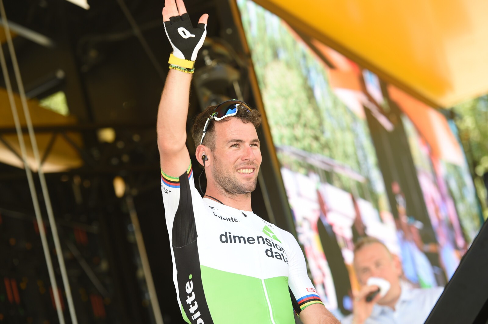 Cavendish winning stage 7 of the Tour de France this year. Also featured in this image is Peter Sagan and Andre Greipel. Photo by Sirotti.