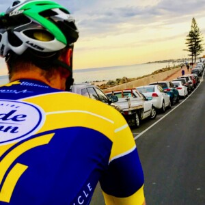 Not only do Ride for a reason participants raise critically-needed funds for charity, they also have a lot of fun doing it. Here's one of the riders with charity ambassador Patrick Jonker.