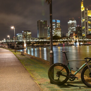 Taking a lap on the field at the steepest track in Europe, the Funkturm (Radio Tower) Berlin in 1950.