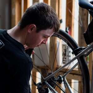 The world's first carbon bike, an aero track bike with bullhorn handlebars designed and built by Assos founder Tony Maier.