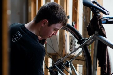 The world's first carbon bike, an aero track bike with bullhorn handlebars designed and built by Assos founder Tony Maier.