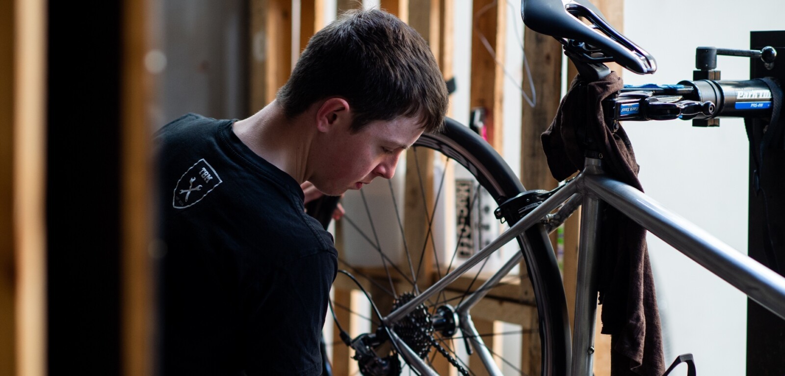 The world's first carbon bike, an aero track bike with bullhorn handlebars designed and built by Assos founder Tony Maier.