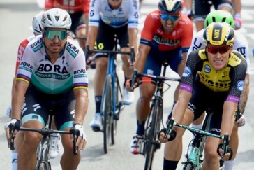 Riders of the 2018 Tour de France make their way along the Champs de Elysees during the finishing circuits of the 2018 Tour. Image: Sirotti