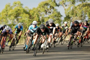 Nick Kourambas off the front during a club race. Skeptical of indoor training, Nick is curious to find out what all the Zwift fuss is about. Image: Supplied.