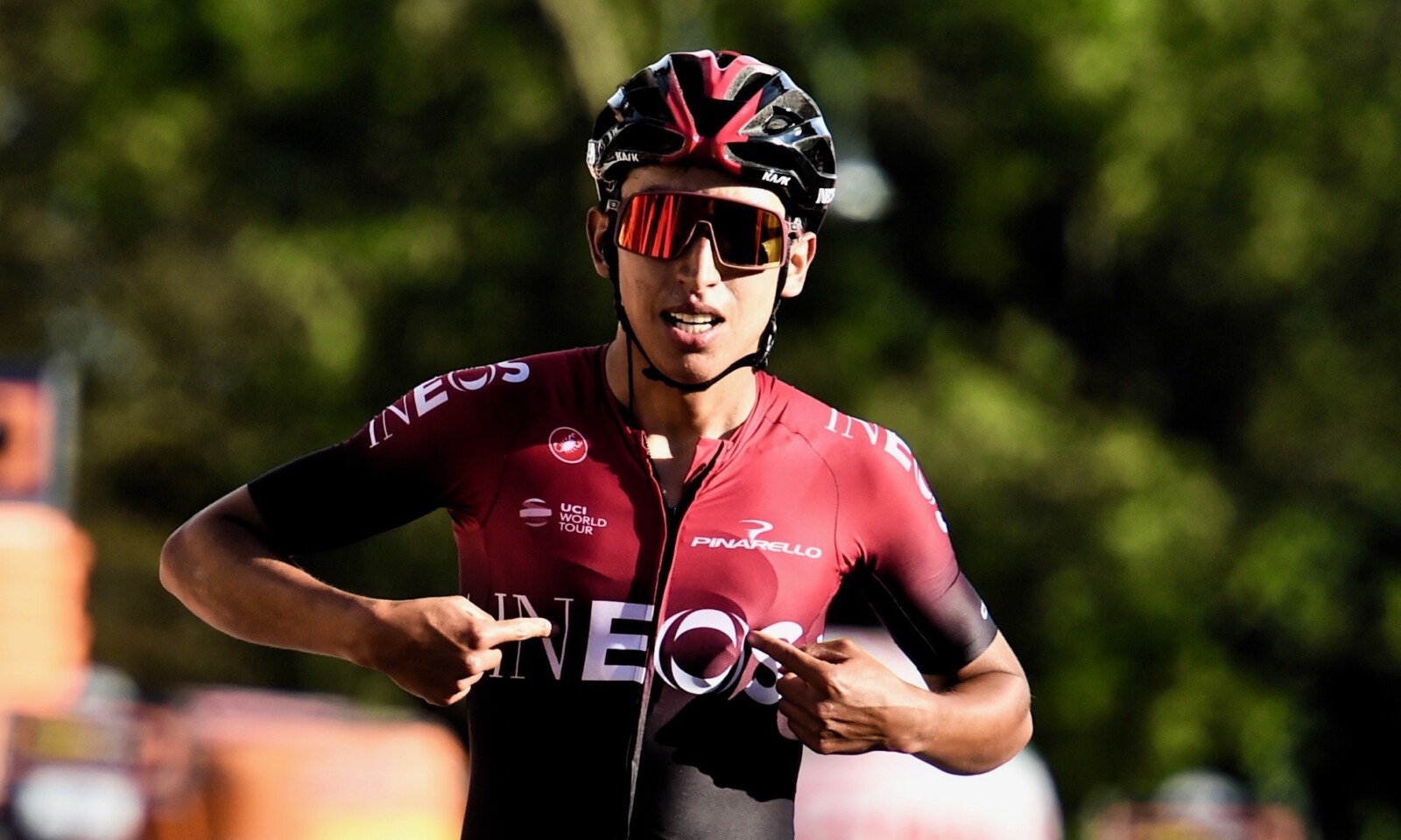 Froome with the spoils of his toil, the Team Sky rider on the podium after winning the 2018 Giro 'd Italia, his third successive Grand Tour victory. Image: Sirotti.