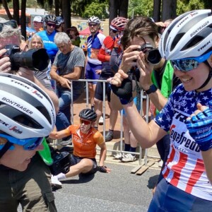 Cam Meyer celebrates after winning the 2020 National Jersey. Image: Mitchelton-Scott Instagram.