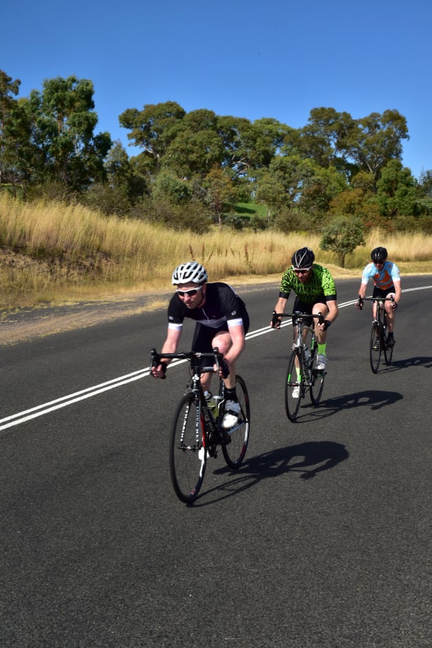 Pushing the pace along Lagoon Road.