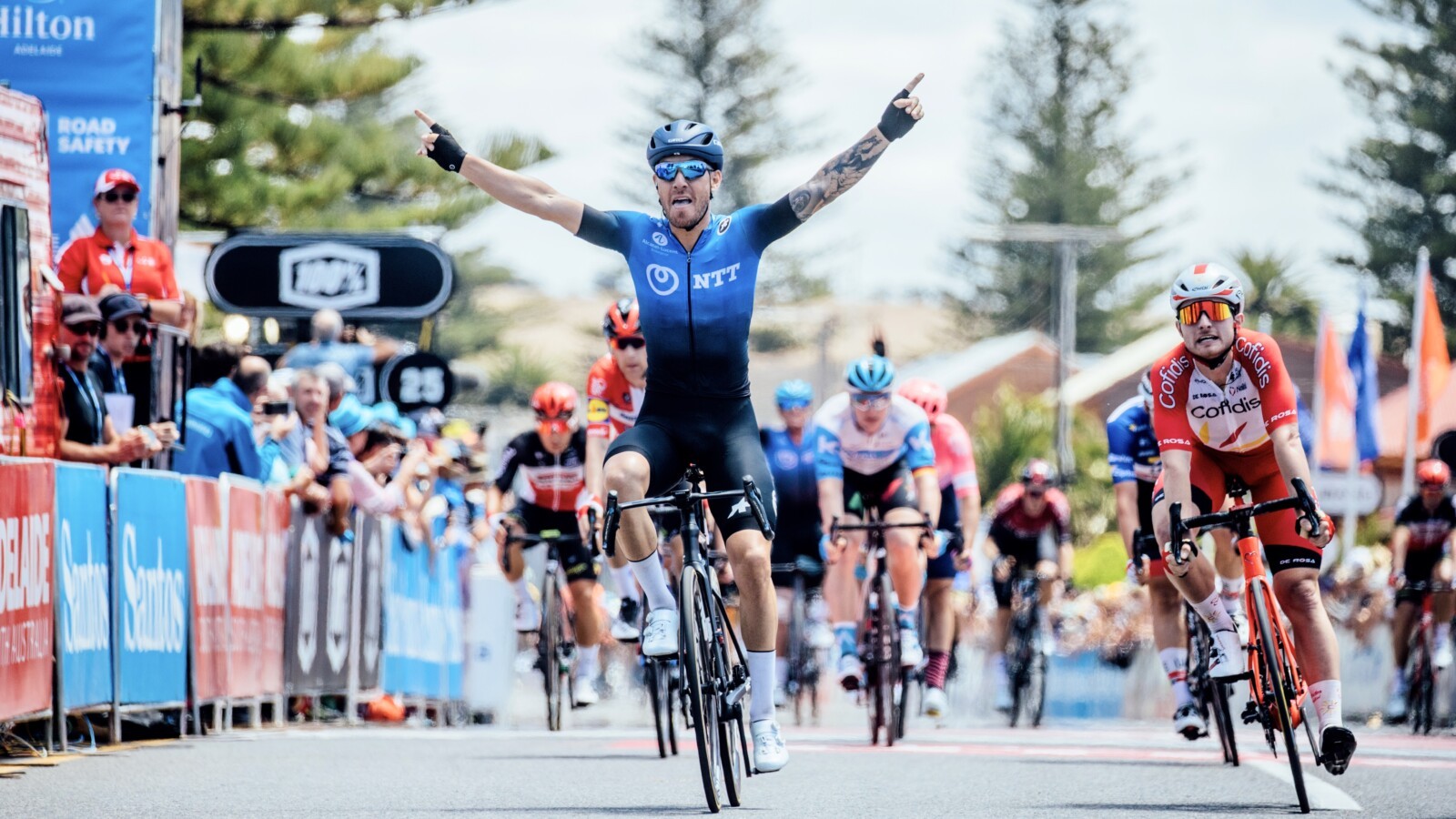 Stage 3 of the TDU passed through Cudlee Creek, an area severely impacted by fire just weeks earlier. Image: Nat Bromhead
