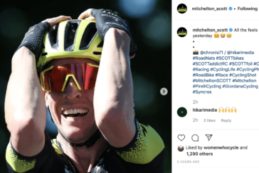 Cam Meyer celebrates after winning the 2020 National Jersey. Image: Mitchelton-Scott Instagram.
