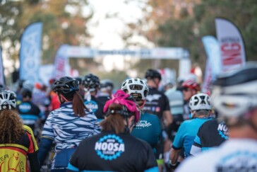 Alison McCormack (centre) has ridden two Noosa Classic events and plans to return for her third.
