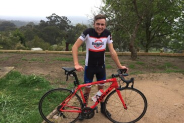 Harry combining university studies and light training as he eased back onto the bike.