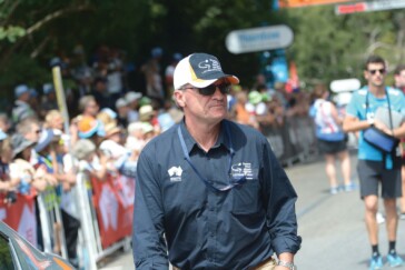 Stage 3 of the 2020 TDU, Turtur's final race, passed through Cudlee Creek, an area severely impacted by fire just weeks earlier. Image: Nat Bromhead