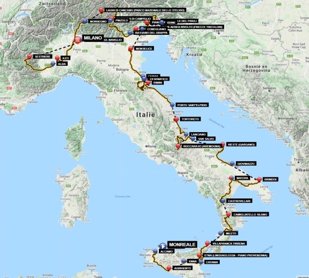 The route of the 2020 Giro d’Italia - the second Grand Tour of the year and a race that features 18 Australia riders.