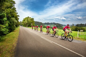 The virtual challenge received a huge amount of media attention. Here, Michael Tomalaris of SBS interviews Rupert during the ride.
