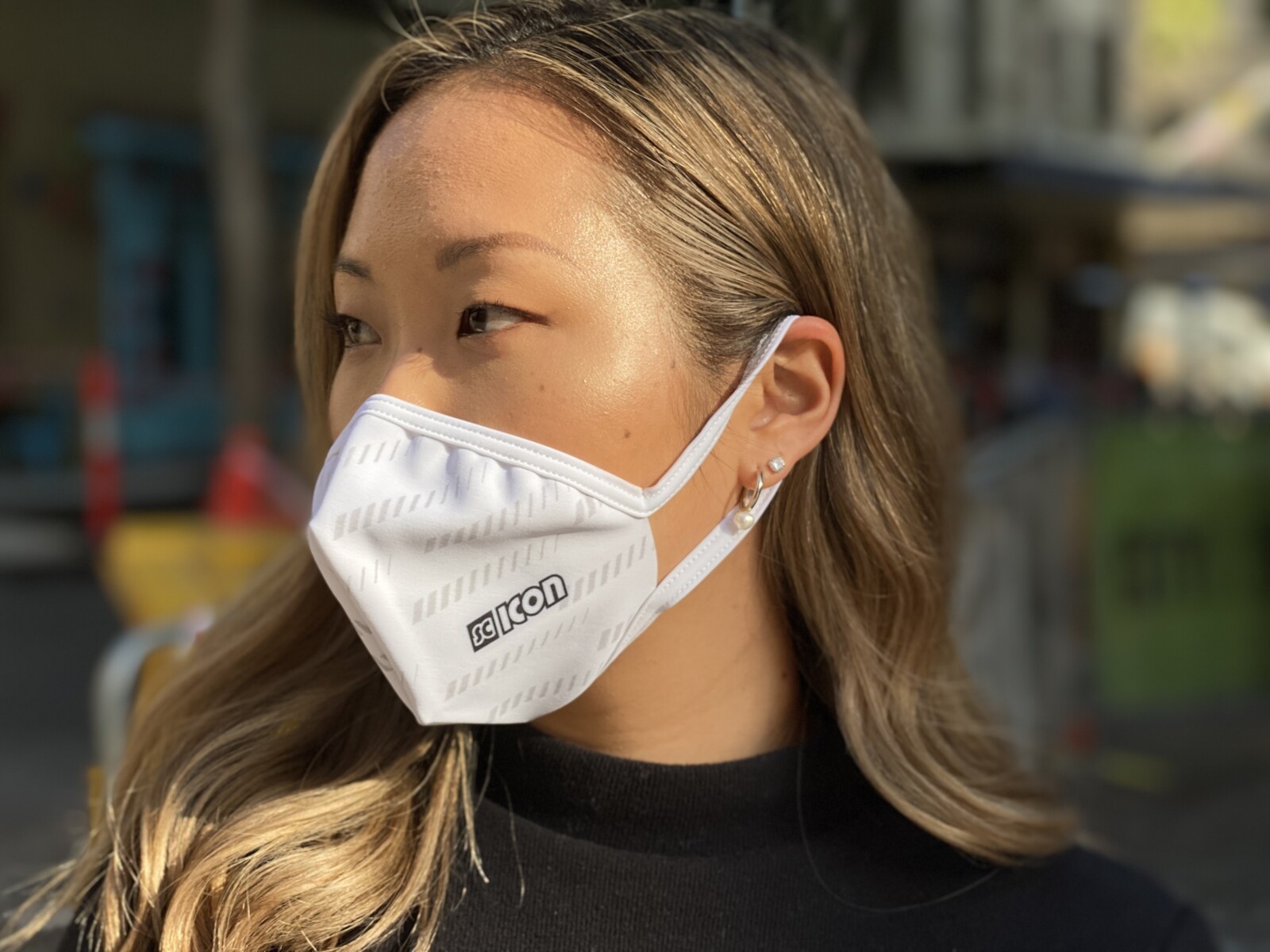 Team UAE riders at the Tour de France with their Scicon reusable face masks.