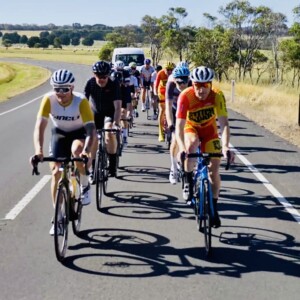 Roads improved in later years and the backmarkers form a perfect echelon heading down the Geelong Road to Warrnambool in the 1978 race, eventually won by Denis Shaw.Photo courtesy Ray Bowles.