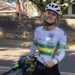 Leif Justham at the start of his round Australia ride to help raise awareness of environmental issues. Image: Stirling Districts FC.