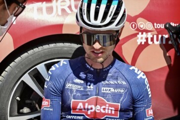 Leif Justham at the start of his round Australia ride to help raise awareness of environmental issues. Image: Stirling Districts FC.