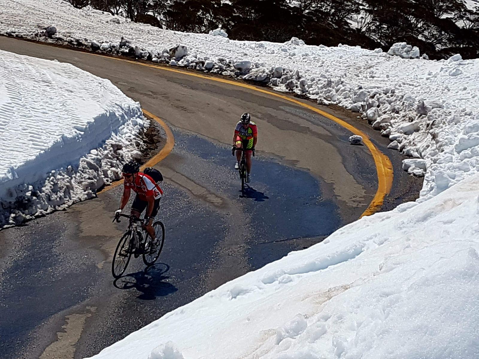 In scenes you’d swear were European, riders make their way up one of Australia’s most iconic high altitude climbs, the Alpine Way in New South Wales.